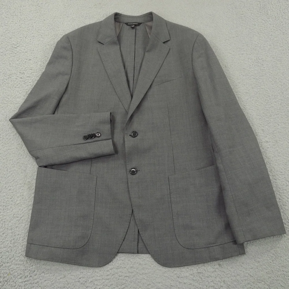 Banana Republic Mens 44R Charcoal Gray Slim Performance Weightless Wool Blazer